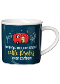 Ritzenhoff & Breker Ritzenhoff & Breker, Becher &raquo;Camping&laquo; "Anf&auml;nger machen Urlaub,..." - in Geschenkbanderole, bunt, Porzellan, &Oslash; 9 cm x 9 cm