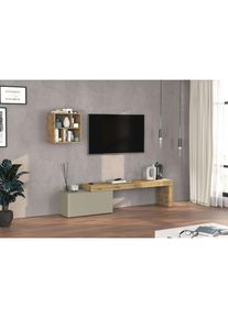Inosign, Inosign TV-Wand &raquo;Chronos TV-Set, Wohnwand &ndash; Elemente frei platzierbar, Made in Italy&laquo; Set, 2-er set, 2 Stk. tlg., taube, eiche wotan, B/H/T: 