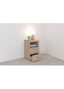 FMD, FMD Nachtkonsole &raquo;Suva&laquo; Nachttisch m. 2 Schubk&auml;sten und offenem Fach, struktureichefarben hell, Holzwerkstoff, B/H/T: 35 cm x 60 cm x 40 cm