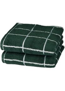 Ross, Ross Handt&uuml;cher &raquo;Cashmere &Uuml;berkaro&laquo; 100% Baumwolle, kariert, in modischen Karo Farben, moosgr&uuml;n, Frottier, Baumwolle, 2 Stk.