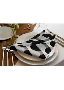Adam, Stoffserviette &raquo;Circles&laquo; GOTS organic,zertifiziert durch CERES 0242Made in Germany, dunkelgrau, hellgrau, schwarz, Obermaterial: 100% Baumwolle,