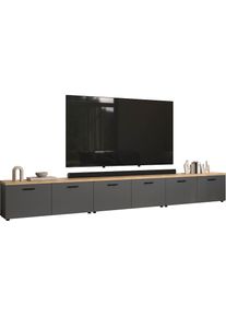 Home Affaire, Home Affaire TV-Wand &raquo;Bajo&laquo; 3 Stk. tlg., anthrazit, evoke eiche, Holzwerkstoff, Kunststoff, B/H/T: 360 cm cm x 50 cm cm x 40 cm cm