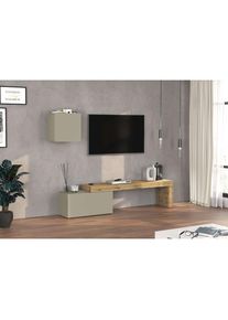Inosign, Inosign TV-Wand &raquo;Chronos TV-Set, Wohnwand &ndash; Elemente frei platzierbar, Made in Italy&laquo; Set, 2-er set, 2 Stk. tlg., taube, eiche wotan, B/H/T: 