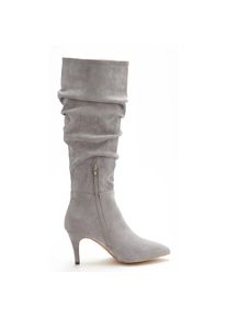 Lascana, Unisex, Lascana Reissverschlussstiefel mit modischer Raffung, Langschaft, High-Heel Stiefelette,Slouchy Boots, grau, 42, Mit modischer 