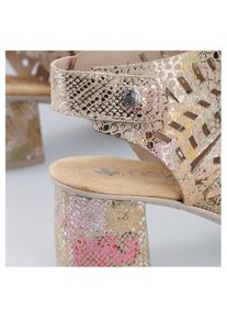 Rieker, Unisex, Sandalette Sommerschuh, Sandale, Blockabsatz, mit modischer Schaftgestaltung, beige multi, 38, Modische Sandalette mit Perforation