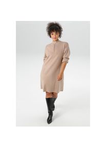 Aniston Plus, Unisex, Aniston PLUS Strickkleid mit Stehkragen und Reissverschluss, camel, 54, N-Gr, In Feinstrick-Qualit&auml;t