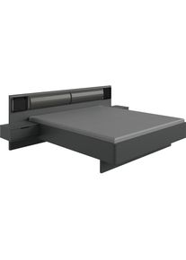 wimex, Bettanlage &raquo;Barcelona&laquo; mit integrierter LED Beleuchtung, graphit, glas schwarz, Spanplatte, Made in Germany