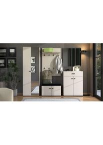 Home Affaire, Home Affaire Garderoben-Set &raquo;Rathlin Flurm&ouml;bel, Dielenm&ouml;bel, Flurschrank, Flurgarderobe&laquo; 5tlg, 5 Stk. tlg., kaschmir, Glas, Metall, 