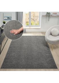 Goodproduct, GOODproduct Teppich &raquo;Lisam&laquo; rechteckig 15 mm H&ouml;he meliert, uni, weich, Wohnzimmer, Schlafzimmer, dunkelgrau, Kunstfaser, 15 mm
