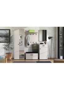 Home Affaire, Home Affaire Garderoben-Set &raquo;Rathlin Flurm&ouml;bel, Dielenm&ouml;bel, Flurschrank, Flurgarderobe&laquo; 5tlg, 5 Stk. tlg., kaschmir, Glas, Metall, 