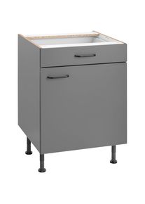 Optifit Unterschrank &raquo;Elga&laquo;, mit Soft-Close-Funktion, Vollauszug, Metallgriffen, Breite 60 cm grau basaltgrau/basaltgrau