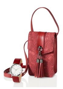 WITT Damen Handtasche und Uhr, rot, Gr&ouml;&szlig;e 0, 80% Polyvinylchlorid, 10% Metall, 10% Sonstiges