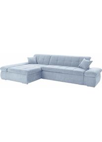 DOMO collection, DOMO collection Ecksofa &raquo;NMoric XXL, B/T/H: 300/172/80cm, L-Form&laquo; wahlweise mit Bettfunktion und Armlehnverstellung, pastelblau, 