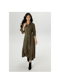 Aniston Selected, Unisex, Aniston SELECTED Jerseykleid mit Retromuster und abnehmbarem Bindeband, gr&uuml;n, camel, schwarz, senf, zartrose, 38, N-Gr, 