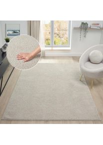 Goodproduct, GOODproduct Teppich &raquo;Lisam&laquo; rechteckig 15 mm H&ouml;he meliert, uni, weich, Wohnzimmer, Schlafzimmer, creme, Kunstfaser, 15 mm