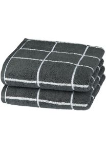 Ross, Ross Handt&uuml;cher &raquo;Cashmere &Uuml;berkaro&laquo; 100% Baumwolle, kariert, in modischen Karo Farben, anthrazit, Frottier, Baumwolle, 2 Stk.