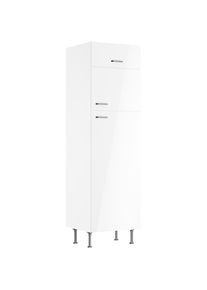 Kochstation, KOCHSTATION K&uuml;hlumbauschrank &raquo;KS-Paula&laquo; 60 cm breit, 211 cm hoch, mit 1 Klappe, 2 T&uuml;ren verlascht, wei&szlig; glanz, wei&szlig;, B/H/T: 60 cm x 211,8