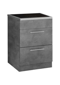 Wiho-K&uuml;chen Wiho K&uuml;chen, wiho K&uuml;chen Kochfeldumbauschrank &raquo;Cali&laquo; 60 cm breit, front und korpus: betonfarben, arbeitsplatte: canvas grau, B/H/T: 60 cm x 85 cm x 60