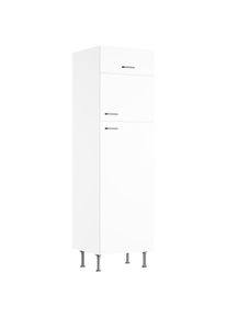 Kochstation, KOCHSTATION K&uuml;hlumbauschrank &raquo;KS-Paula&laquo; 60 cm breit, 211 cm hoch, mit 1 Klappe, 2 T&uuml;ren verlascht, wei&szlig; matt, wei&szlig;, B/H/T: 60 cm x 211,8 