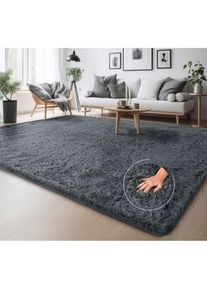 my home, my home Hochflor-Teppich &raquo;Serville&laquo; rechteckig 37 mm H&ouml;he Kuschelteppich, Uni Farben, sehr weicher Flor, Wohnzimmer, grau, Polyester, 37 mm