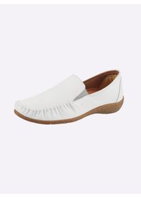 Loretta Witt Damen Slipper mit Gummizug, wei&szlig;, Gr&ouml;&szlig;e 38, 100% Glattleder