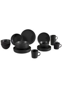 Novel Kombiservice , Schwarz , Keramik , 20-teilig , 350 ml , Lfgb , Geschirr, Geschirr-Sets, Kombiservice