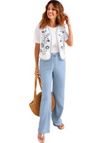 Damen Jeansweste mit Hakenverschluss weiss-bleu-gemustert