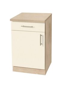 Wiho-K&uuml;chen Wiho K&uuml;chen, wiho K&uuml;chen Unterschrank &raquo;Kiel&laquo; 50 cm breit, in Tiefe 60 cm, front: magnolia, korpus und arbeitsplatte: sonoma eiche, B/H/T: 50 cm x 85 