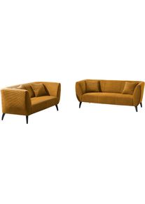 Home Affaire, Home Affaire Polstergarnitur &raquo;Colori&laquo; Set, 3-Sitzer und 2-Sitzer, 2 Stk. tlg. auch als Loveseat erh&auml;ltlich, gold, gold, 100% Polyester, 