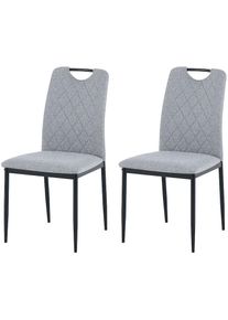 Goodproduct, GOODproduct Esszimmerstuhl &raquo;Rom&laquo; (Set) 2 Stk.bequemer Stuhl mit hochwertigem Stoffbezug und Griff im R&uuml;cken, hellgrau, schwarz, Metall, 
