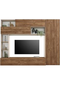 Inosign, Inosign Wohnwand &raquo;PRATO, Breite 272 cm, H&ouml;he 210 cm, Kompakt-Wohnwand,&laquo;, cashmere, mercure nb holzstruktur