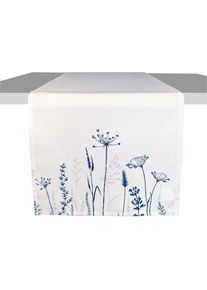 my home, my home Tischl&auml;ufer &raquo;N&eacute;rac&laquo; 140x40, 1 St&uuml;ck, L&auml;ufer, Deko, Esszimmer, Wohnzimmer, blau, Polyester, 1 Stk.