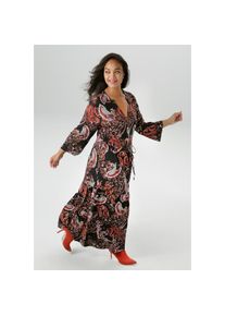 Aniston Plus, Unisex, Aniston PLUS Jerseykleid mit Paisley-Druck in satten Farben, marine, orange, wei&szlig;, lila, bordeaux, 50, N-Gr, Mit V-Auschnitt und