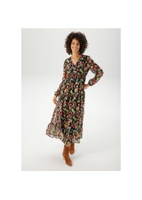 Aniston Casual, Unisex, Aniston CASUAL Maxikleid mit farbenfrohem Blumendruck - jedes Teil ein Unikat, schwarz, apfelgr&uuml;n, gelb, rot, pink, vanille, 