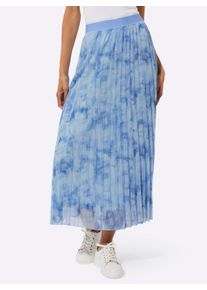 WITT Damen Plisseerock im Lagenlook, himmelblau-ecru-bedruckt, Gr&ouml;&szlig;e 46, 100% Polyester