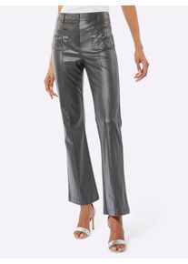 WITT Damen Hose aus Leder-Imitat, graphit, Gr&ouml;&szlig;e 23, 77% Viskose, 20% Polyamid, 3% Elasthan