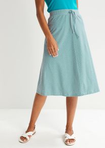 Jersey-Rock mit Streifen knieumspielend in petrol, Gr&ouml;sse 56/58 (3XL), 95% Baumwolle, bonprix