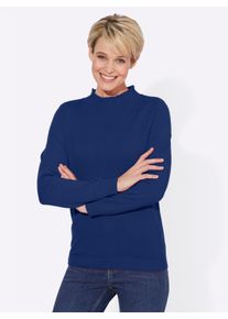 WITT Damen Stehkragenpullover mit R&uuml;schen-Ausschnitt, royalblau, Gr&ouml;&szlig;e 54, 100% Polyacryl