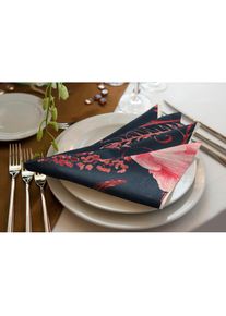 Adam, Stoffserviette &raquo;Eden&laquo; GOTS organic,zertifiziert durch CERES 0242Made in Germany, dunkelblau, pink, Obermaterial: 100% Baumwolle, Bio-Baumwolle