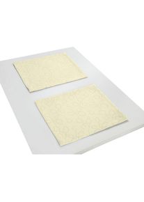 WIRTH, Platzset &raquo;Westport&laquo; Made in Germany, Jacquard Dekostoff, Blatt-Design, Pflegeleicht, natur, Obermaterial: 100% Polyester, 2 Stk.