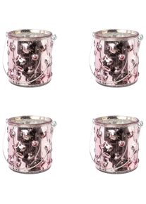 Creativ Deco, Creativ deco Windlicht &raquo;Weihnachtsdeko&laquo; Glas mit Stern-Struktur, rosa, Glas, B/H/T: 10 cm