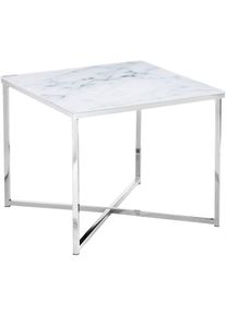 Salesfever, Salesfever Beistelltisch &raquo;Caorle Stilvoller Tisch&laquo; Elegante Tischplatte in edler Marmoroptik, wei&szlig;, chromfarben, chromfarben, wei&szlig;, B/H/T: