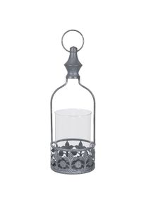 AMBIENTE HAUS, Windlicht &raquo;Windlicht in Antikgrau / Rost&laquo;, grau, rost, Blech, B/H/T: 10 cm x 28 cm x 10 cm