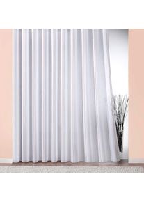 Weckbrodt-Gardinen Weckbrodt, Gardine &raquo;Athen&laquo; Smokband 1 Stk. tlg. Webgardine, halbtransparent, mit Glanzeffektstreifen, Beschwerungsband, wei&szlig;, champagner, beige, 