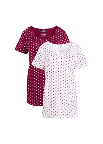bonprix, Unisex, bonprix Umstandsshirt Packung, 2 Stk. Umstandsshirts aus Baumwolle (2er-Pack), beere, wei&szlig; gepunktet, 32/34 (XS), Umstandsshirt im 