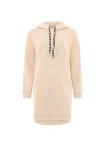 Zwillingsherz, Unisex, Sweatkleid &raquo;"Wild Vibes"&laquo; K&auml;ngurutasche praktische Fronttaschen, Leo-Kordel, tonale Stickerei, beige, XS, N-Gr, Bequemes Kleid 