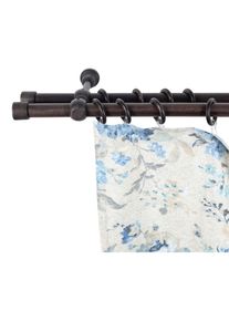 SN DECO GROUP, SN DECO GROUP Gardinenstange &raquo;Cafiro&laquo; 2 l&auml;ufig-l&auml;ufig Fixmass 28 mm, Holz, verschiedene L&auml;ngen und Farben, Komplettset, wengefarben, 