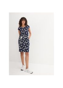 bonprix, Unisex, bonprix Shirtkleid mit All-Over Print, Rundhalsausschnitt und Taillenkordel, dunkelblau bedruckt, 52/54 (XXL), N-Gr, Shirtkleid im 