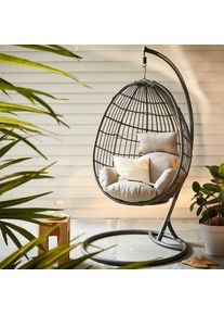 Ambia Garden H&auml;ngesessel , Grau , Metall, Kunststoff, Textil , F&uuml;llung: Polyester,Polyester , 105x198x124 cm , wetterbest&auml;ndig, UV-best&auml;ndig, regenabweisend , Gartenm&ouml;bel, H&auml;ngesessel