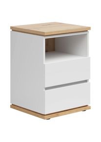 Xora Nachttisch , Weiss, Eiche Artisan , Holzwerkstoff , 2 Schubladen , 45x63x42 cm , FSC MIX , Typenauswahl , Schlafzimmer, Nachttische